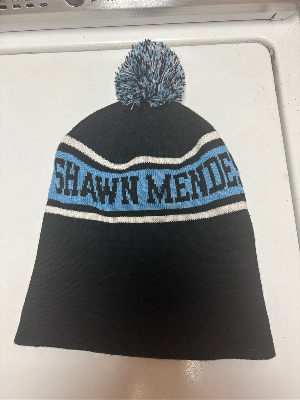 SHAWN MENDES Black & Blue Pom Knit Beanie